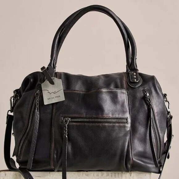 Free People Handbags - Free People Emerson Tote Women Black Leather Boho Chic Hippie Contemporary